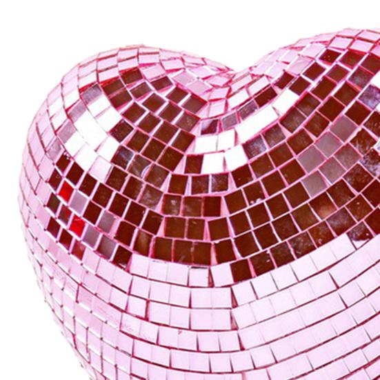 Figurka Serce Disco Błyszczące Czerwono-Różowe Serce Kształt Centralny Element Stołu Romantyczne Odbijające Lustro Disco Serce na Walentynki Rocznicę Ślub