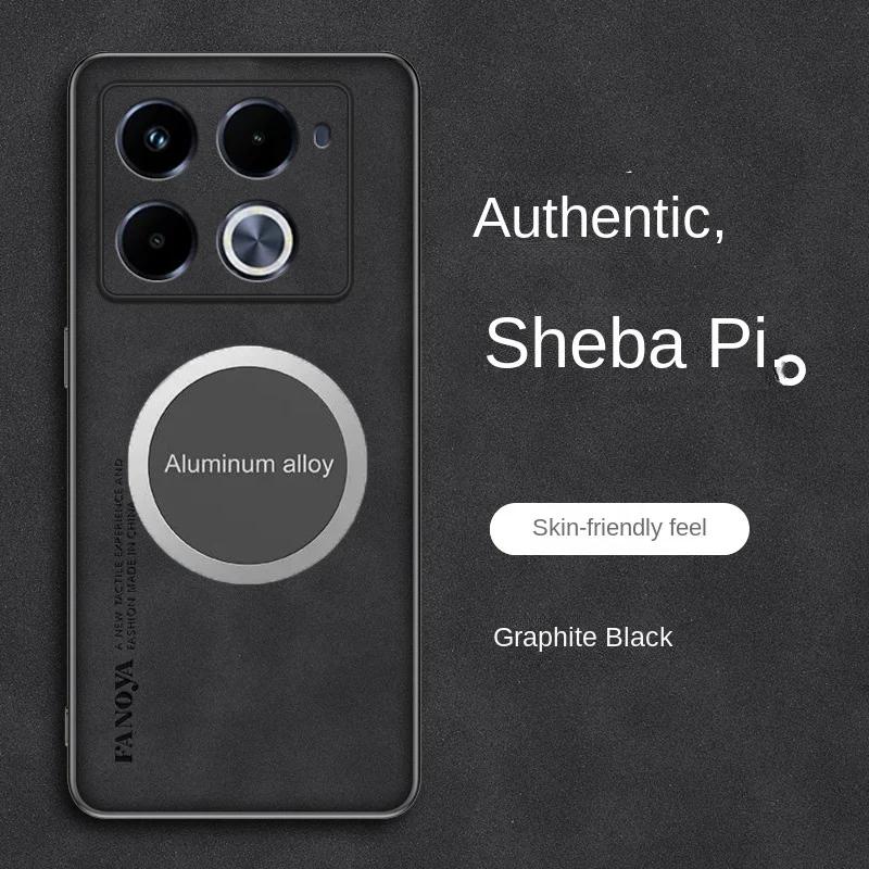 Custodia in Pelle di Pecora per Infinix Note 40 Pro 50 Custodia Magnetica per Auto Custodia Protettiva per Infinix Note40 Pro Plus Guscio di Copertura
