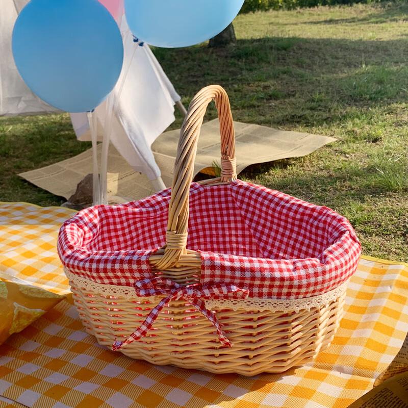 Hand-Woven Willow Rattan Picnic Basket