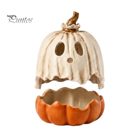 Ornamenti Spettrali Luminosi Decorazione Zucca Fantasma Illuminata di Halloween, Lampada Vintage Staccabile con Statua Spaventosa Candela LED per Tavolino da Cucina Mensola