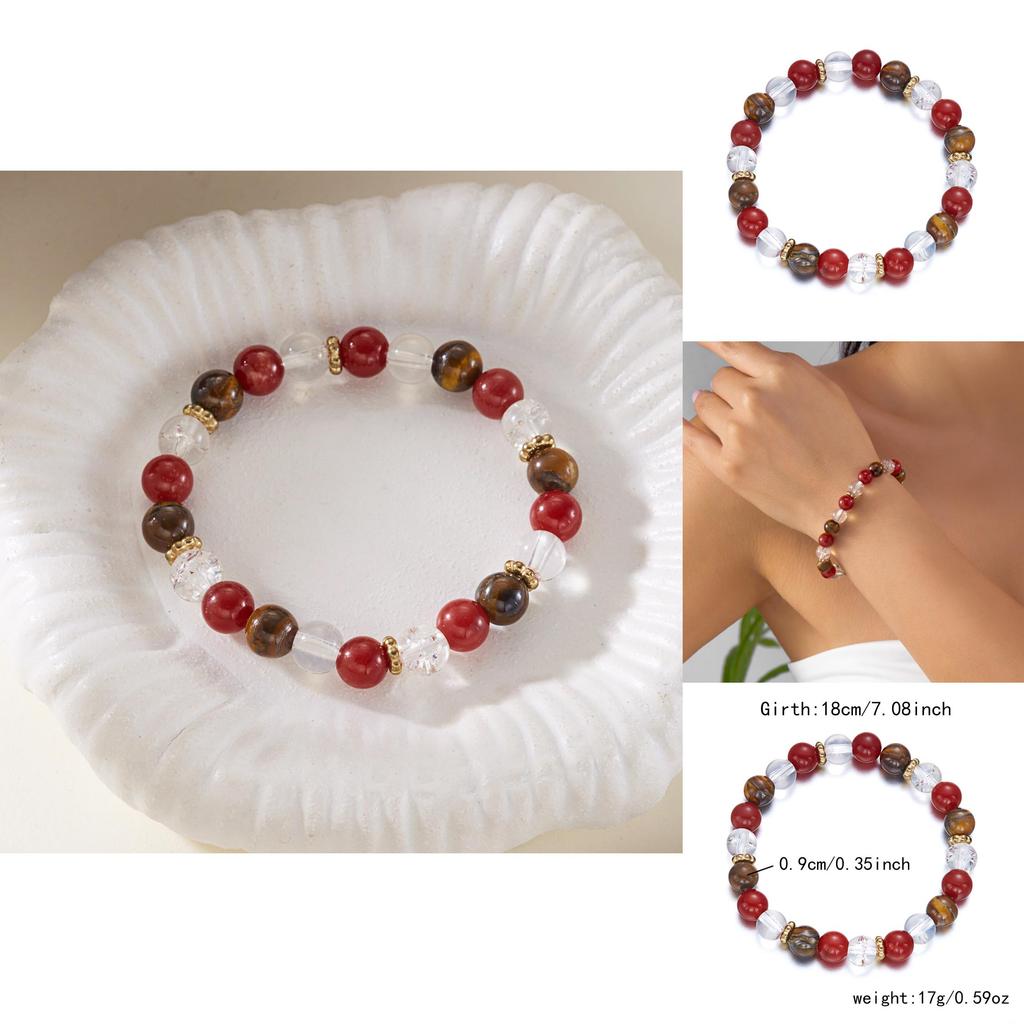 Geometric Stone Womens Bracelet Handmade Elastic Cord Minimalist Jewelry For Casual Wear