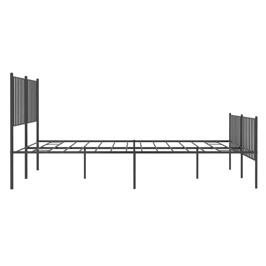 Vidaxl Metalowa Rama Łóżka Z Wezgłowiem I Zanóżkiem, Czarna, 135X190Cm