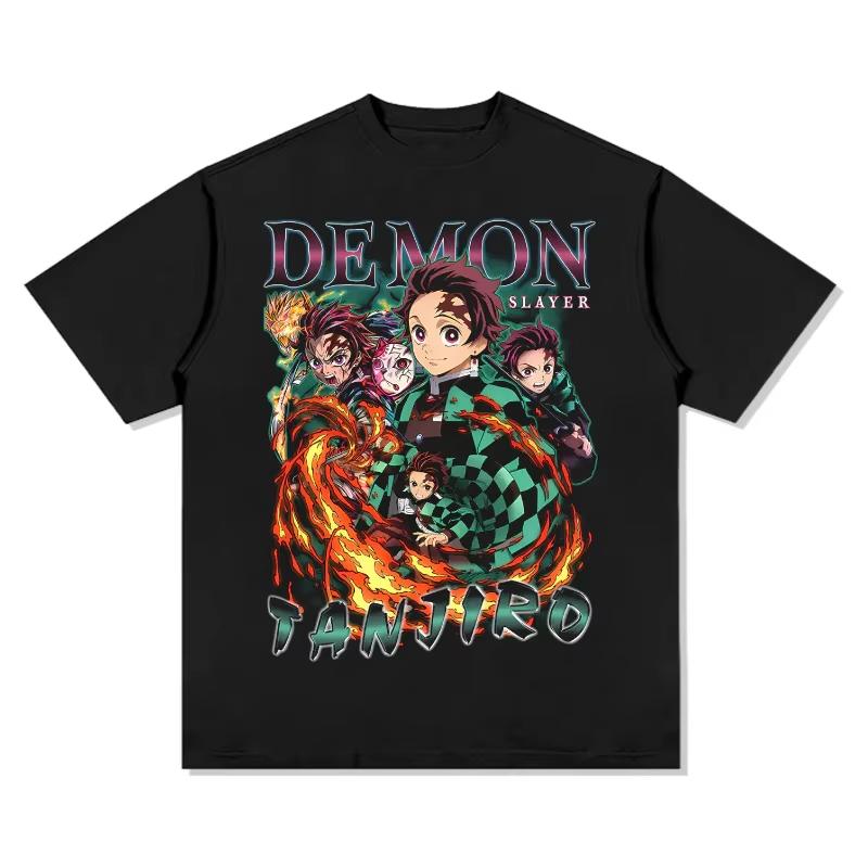 

Demon Slayer Kimetsu no Yaiba Unisexs and Womens cotton Tshirt 2026 Summer cartoon print loose casual short sleeve top S