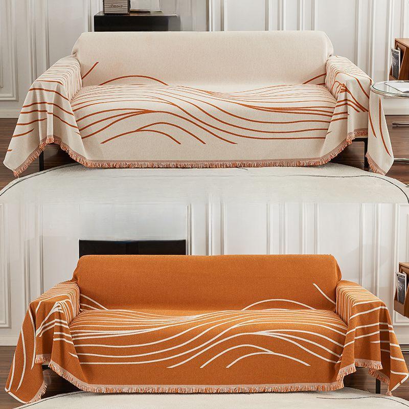 Nordic Ins Style Sofa Towel Full Cover Cloth Coastline Jacquard Chenille Sofa Blanket Four Seasons Universal Sofa Cushion