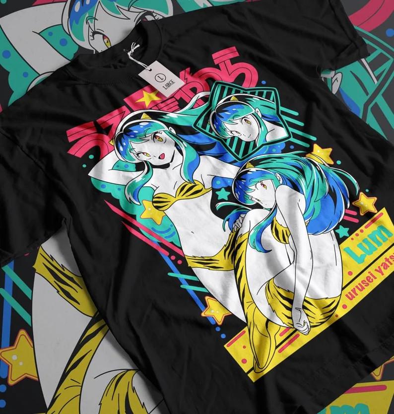 Lum Urusei Yatsura Shirt, Anime Waifu Graphic Print T-Shirt S-5XL Unisex T-Shirt M