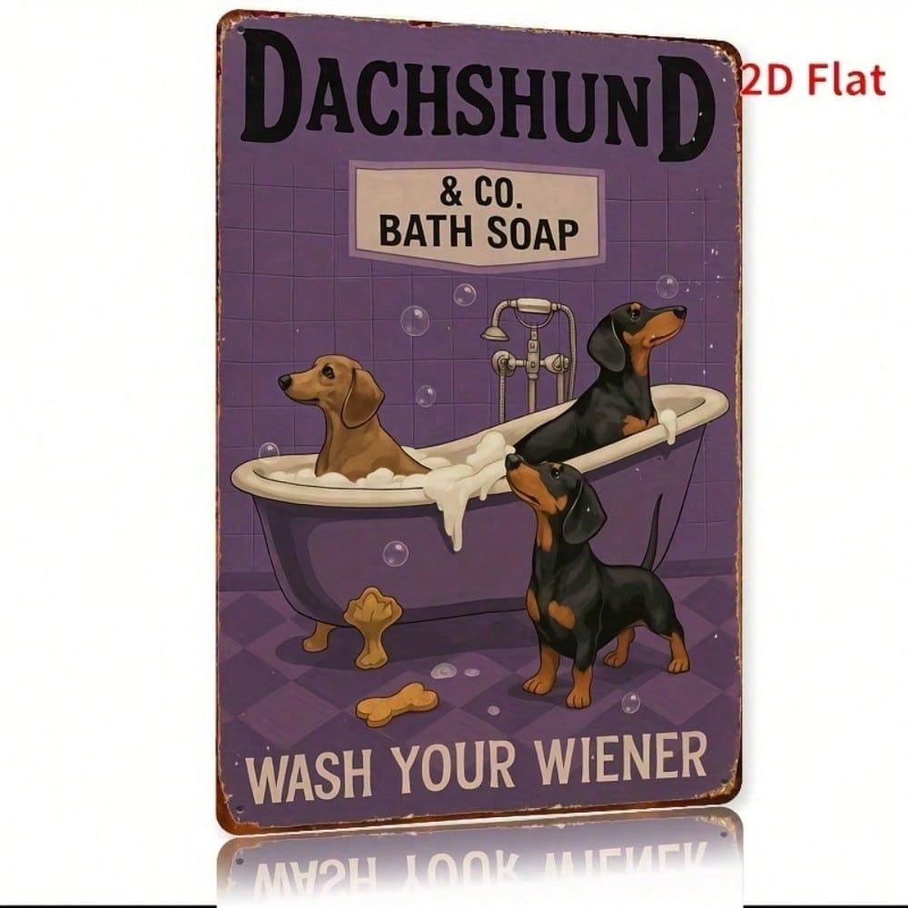 Vintage Dachshund Metal Sign 8x12 Inch Classic Short Legged Dog Wall Art Unique Home Bathroom Decor