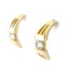 Les Trésors De Lily [J6026] - Gold Plated Half Hoop Earrings 'Goddess' White Gold - 15x5 Mm