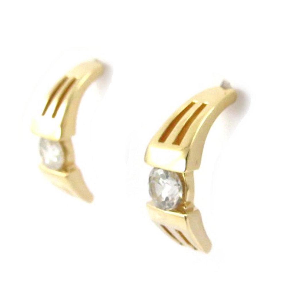 Les Trésors De Lily [J6026] - Gold Plated Half Hoop Earrings 'Goddess' White Gold - 15x5 Mm