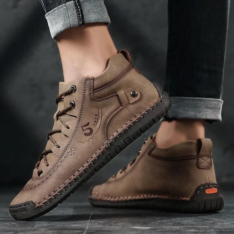 Summer Sneakers for Men Shoes 2024 Style Leisure Sneaker Men Leather Shoe Natural Cowhide Leather Cheap Shoes With Free Shipping
