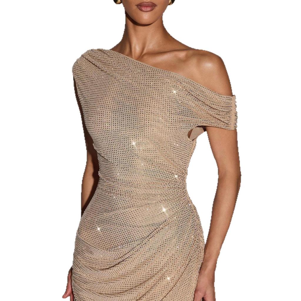 2025 European & American Sleeveless Slim-Fit Rhinestone Evening Gown
