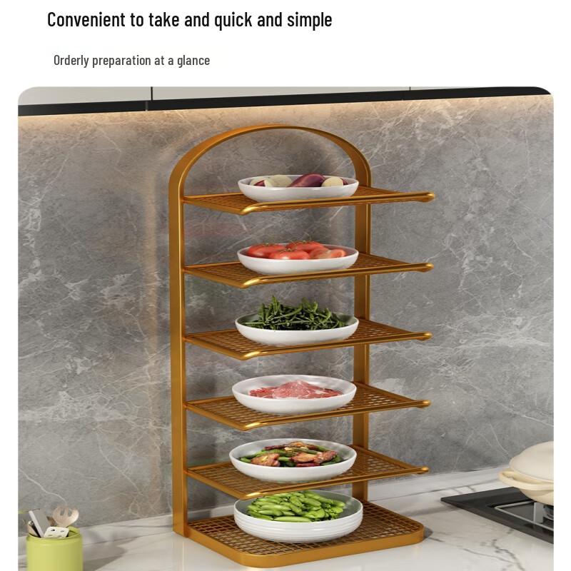 Rack de Armazenamento Multicamadas de Ferro Nórdico para Preparação de Alimentos
