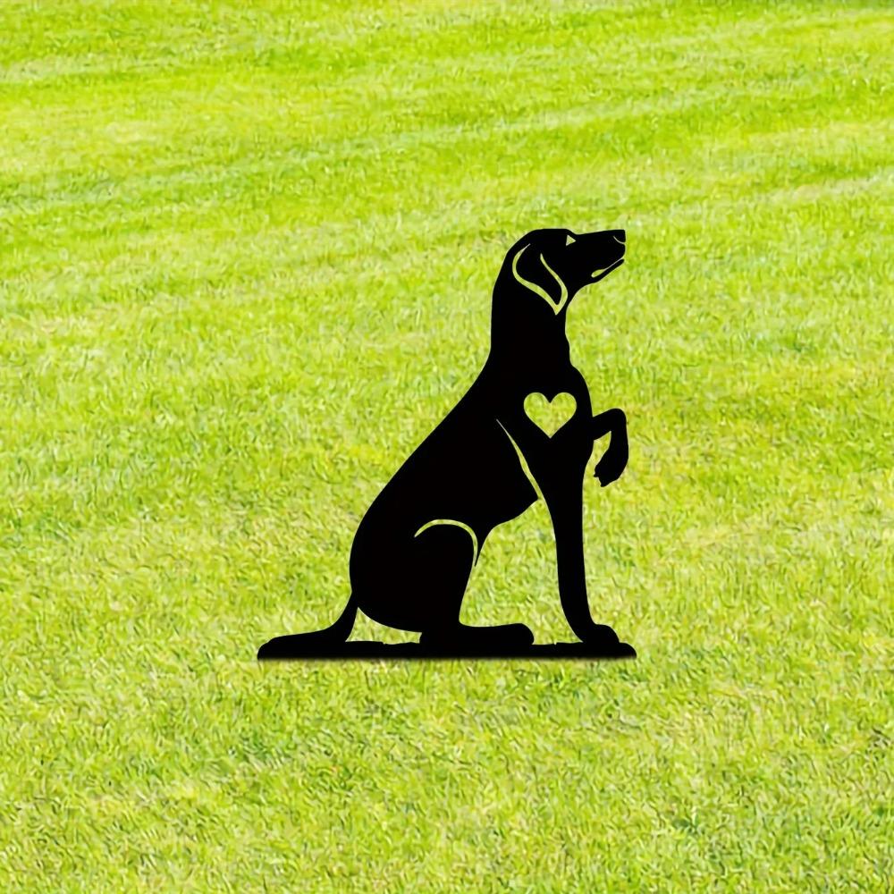 Optimistic Hound Garden Stake Iron Art Silhouette Metal Yard Sign Courtyard and Outdoor Garden Decoration for Pet Commemoration