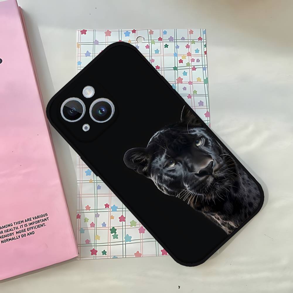 F-Ferocious Leopard Phone Case For IPhone 1716 15 14 13 Pro Max 11 12 Mini X Xs XR Black Silicone Cover