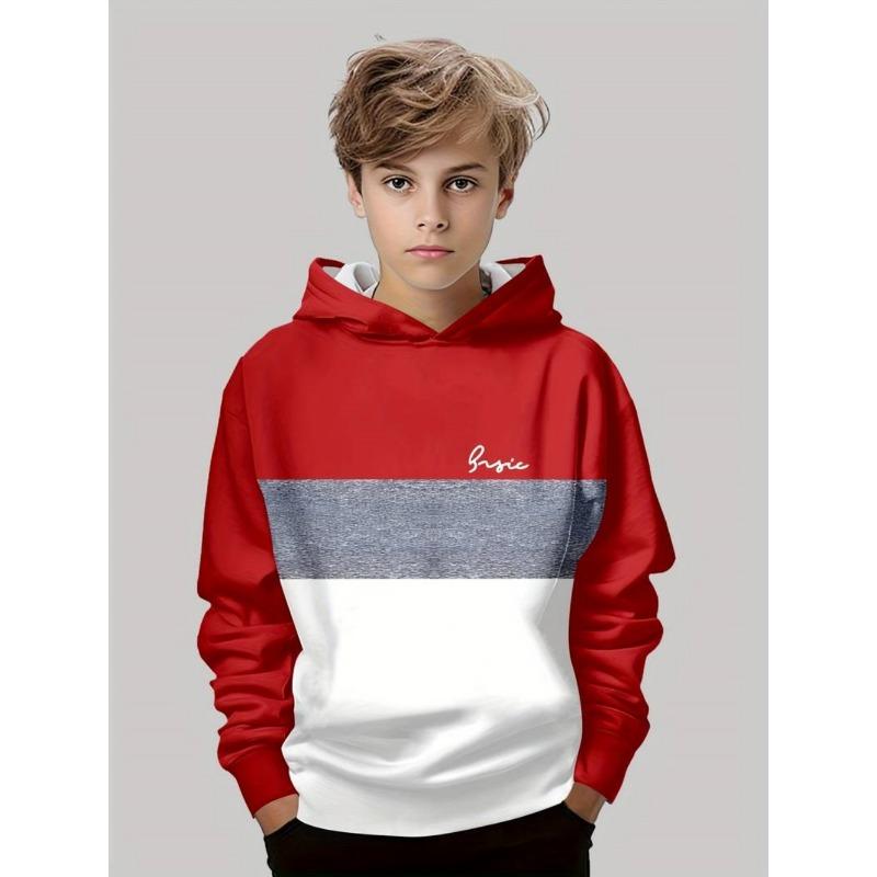 Herbst Classic Kinderkleidung Jungen Hoodies Langarm Streifen 3D Druck Street Locker Komfort Outdoor Jungen Oberteil Kinderkleidung