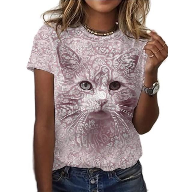 Fashionable 3D T-shirt for Women with Short Sleeves Casual and Comfortable Top T-shirts