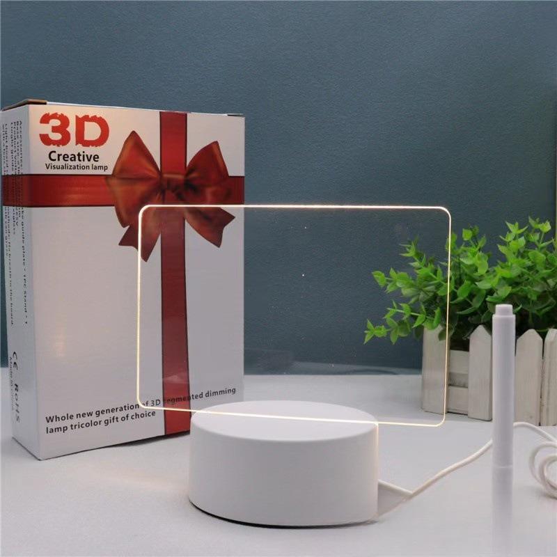 DIY Luminous Message Board 3D Lampka Nocna - Akrylowa Tablica do Pisania z Możliwością Ścierania