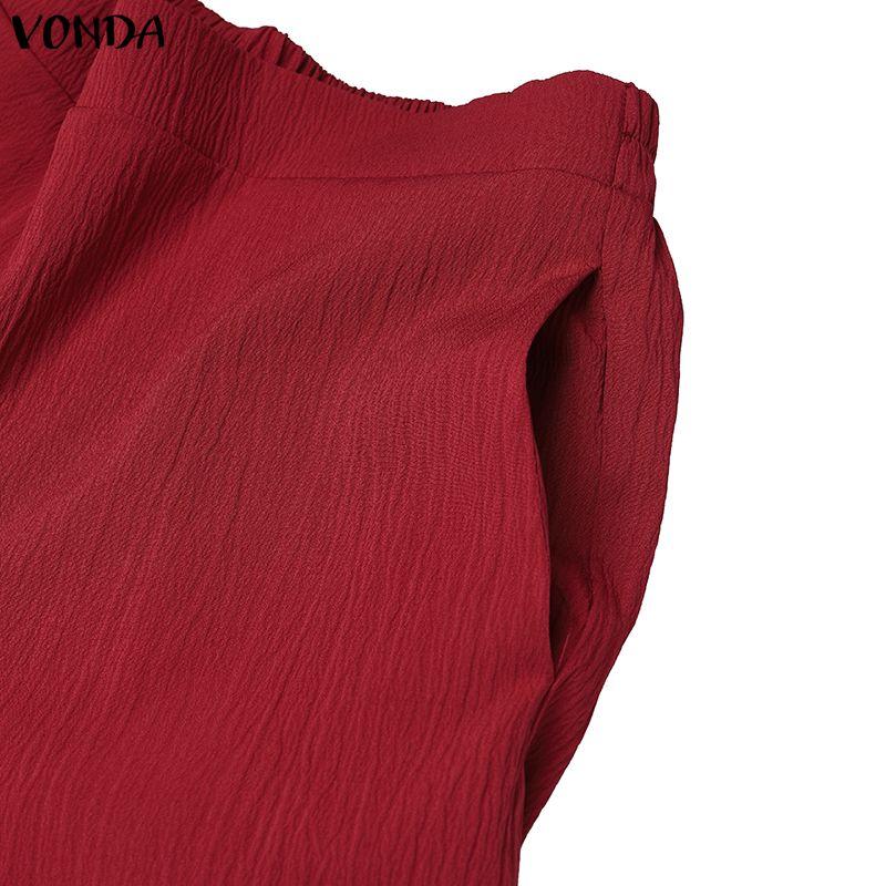 VONDA 2PCS Women Batwing Sleeve Belt Blouse and Pants Casual Oversized Two Picecs Sets Outfits