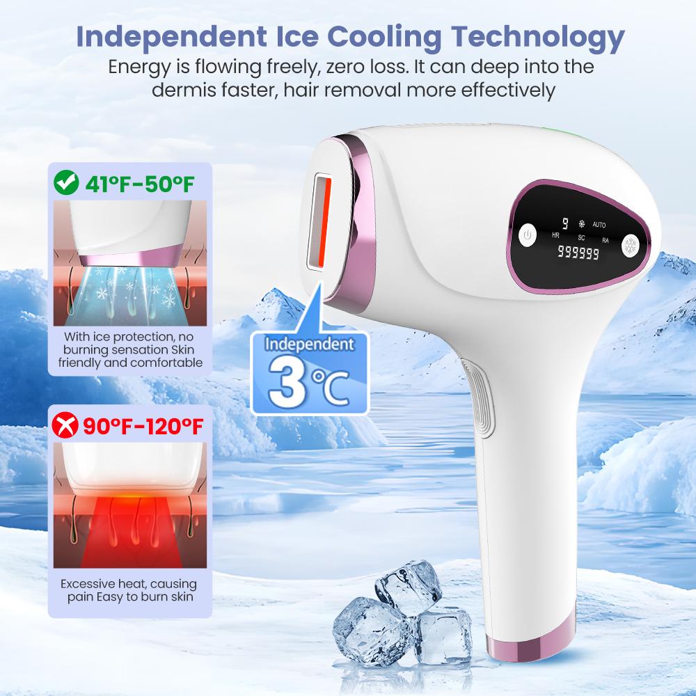 High Power Ice Cooling Best Laser Epilator Handheld  Ipl Laser Hair Removal  Removing Hair Painless At-home 3 in 1