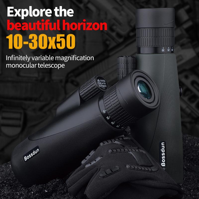 Zoom HD Telescope 10-30x50 Monocular Camping Powerful Largo Alcance With Tripod Phone Clip For Watching Bird Hunting Binoculars