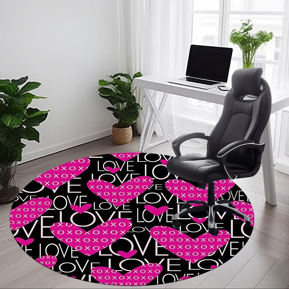 1pc Love Hearts Pattern Chair Carpet for Office, Non-slip, Soft and Durable Office Rug, Perfect for Office Yy251227155