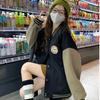 Women's Retro Embroidered Fleece-Lined Baseball Jacket - Thickened and Loose Fit for Winter