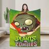 P-Plants-vs-Zombies Videospiele Flanelldecke Weiche Langlebige Bettwäsche Überwürfe für Picknick im Freien Aufdruck Bettüberwurf Sofa Bettbezug