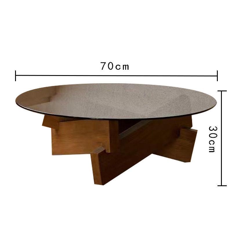 Nordic Creative Transparent Glass Solid Wood Coffee Tables Living Room Vintage Minimalist Tea Table Hall Design Home Furniture