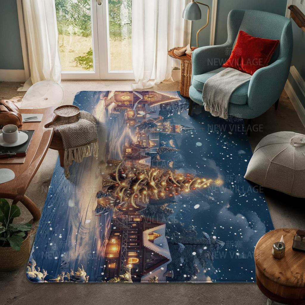 House Entrance Carpet Home Door Mat Living Room Bath Foot Bathroom Non-slip Water Absorption Rugs Bath Merry Christmas Winter