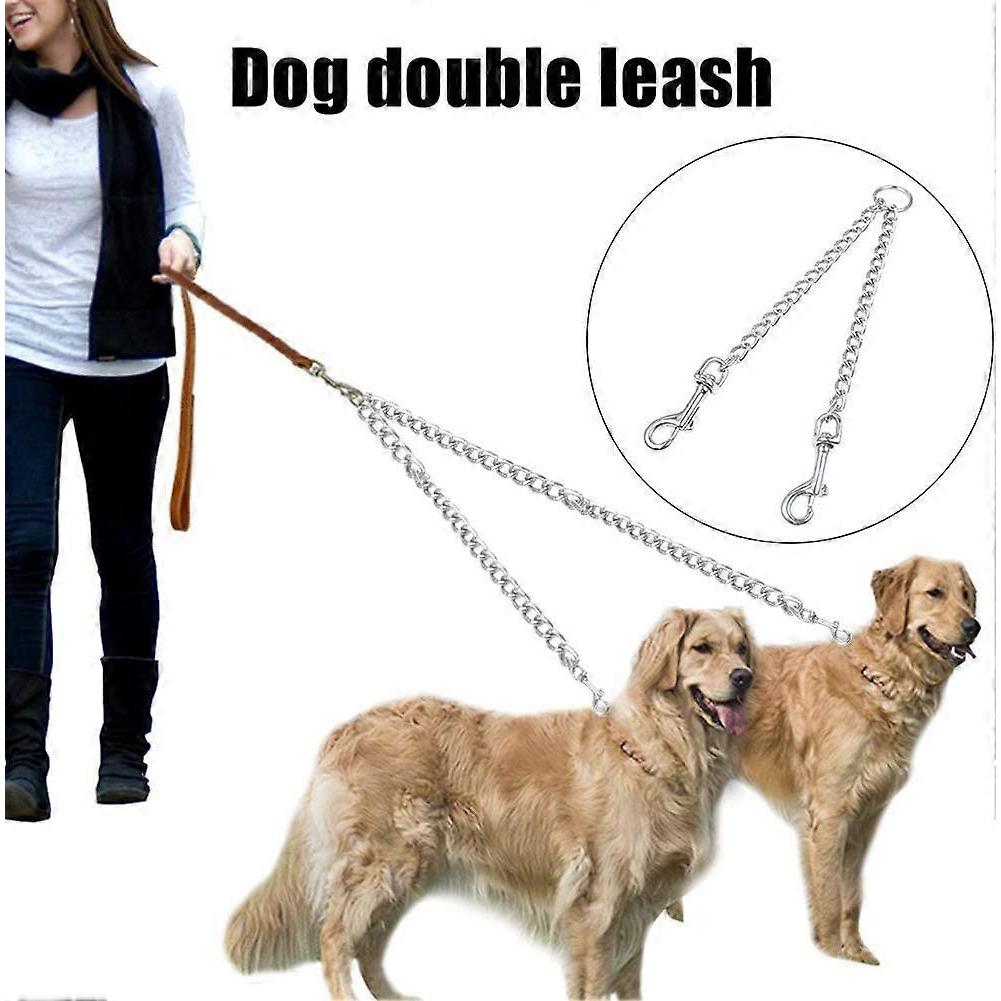 Double Dog Leash, Metal Dual Dog Leash Coupler, Chew Proof 360 Swivel Twining