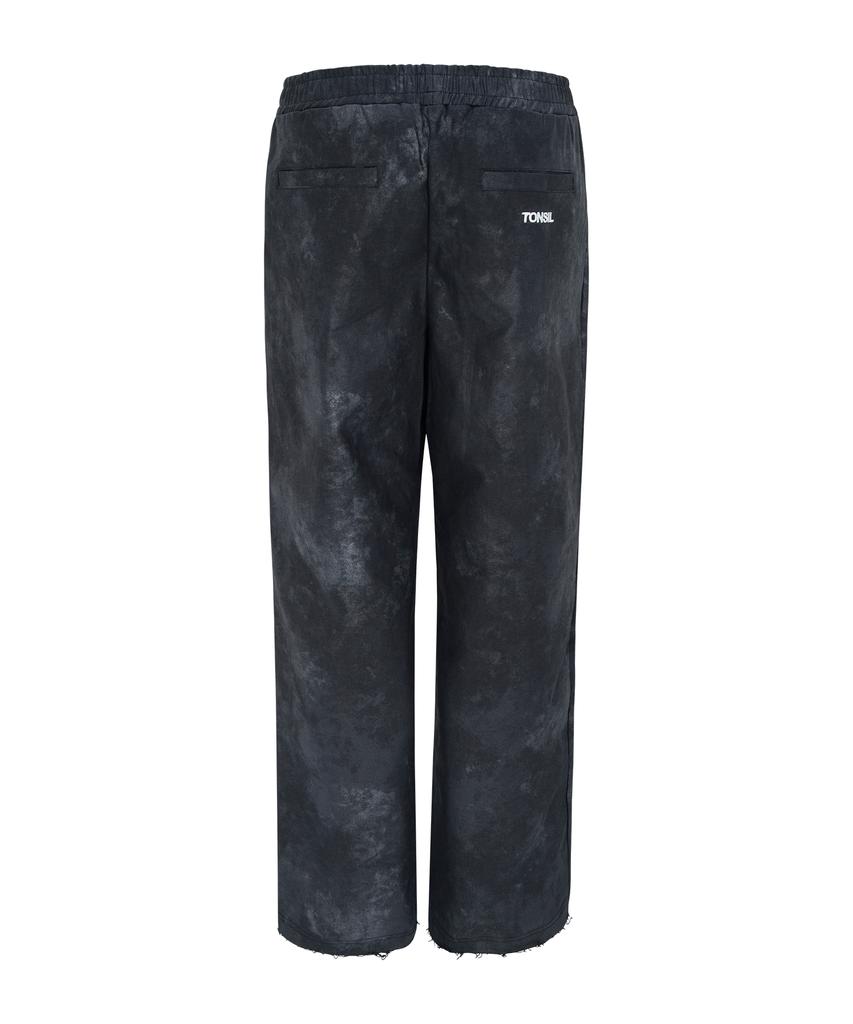 TONSIL Dirty Wash Elastic Waist Double Pleated Wide Pants Black