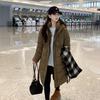 2025 new Korean version of winter fashion waist jacket mid-length lace-up thickened cotton jacket slimming hooded cotton clothes for women