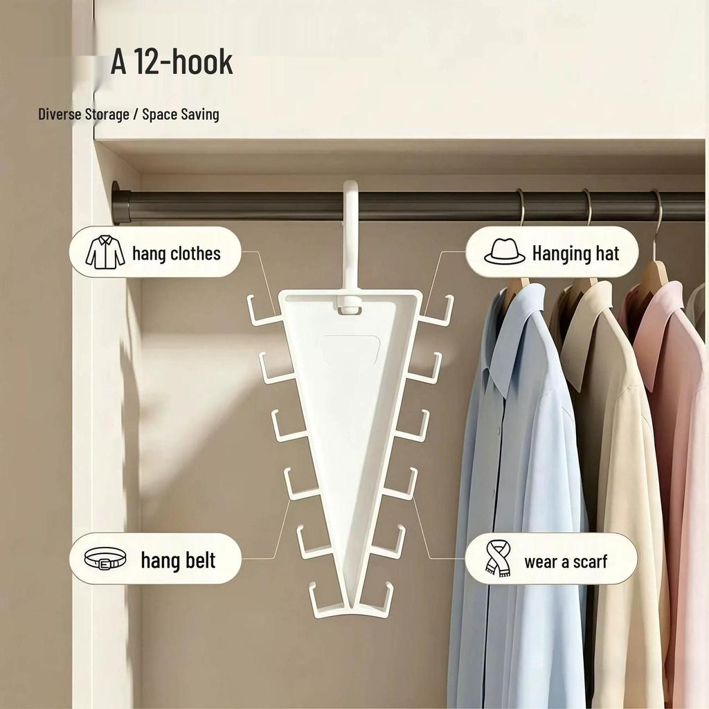 V-Shaped Dual-Sided Hanger & Storage Rack for Clothes, Belts, and Scarves