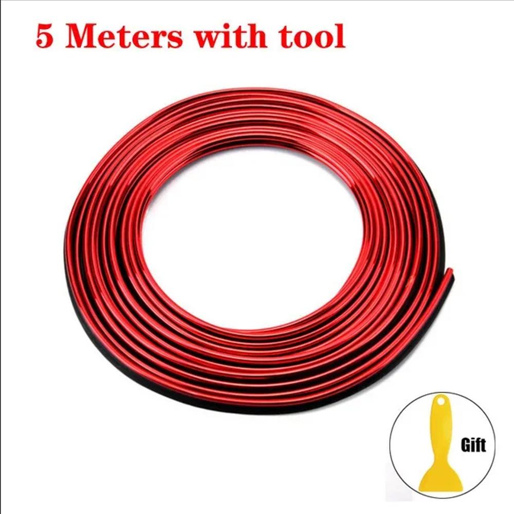 5M Car Dashboard Insert Flexible Trim Auto Interior Door Edge Decorative Moulding Strip Accessoires With Scraper