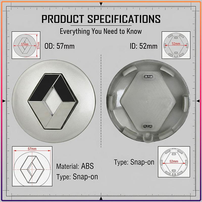 4Pcs 56MM Car Badge Emblem Wheel Center Hub Caps Rim Hubcap Cover for Renault Dacia DUSTER Megane 2 3 Clio 4 Captur Kadjar Fluence