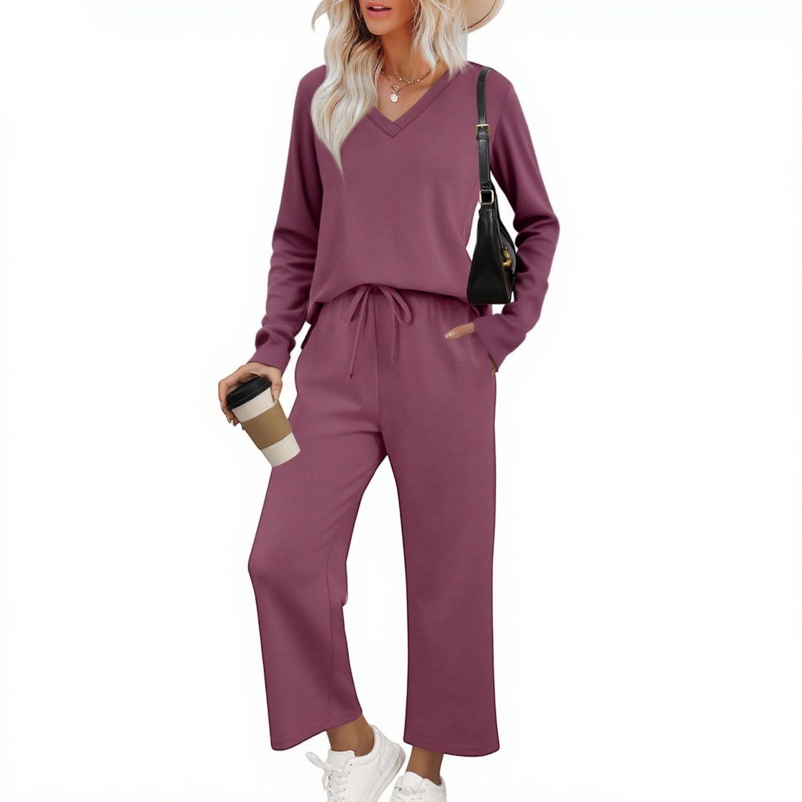 

Women s Fashion Casual Solid Color Long Sleeve Suit XXL рожевий