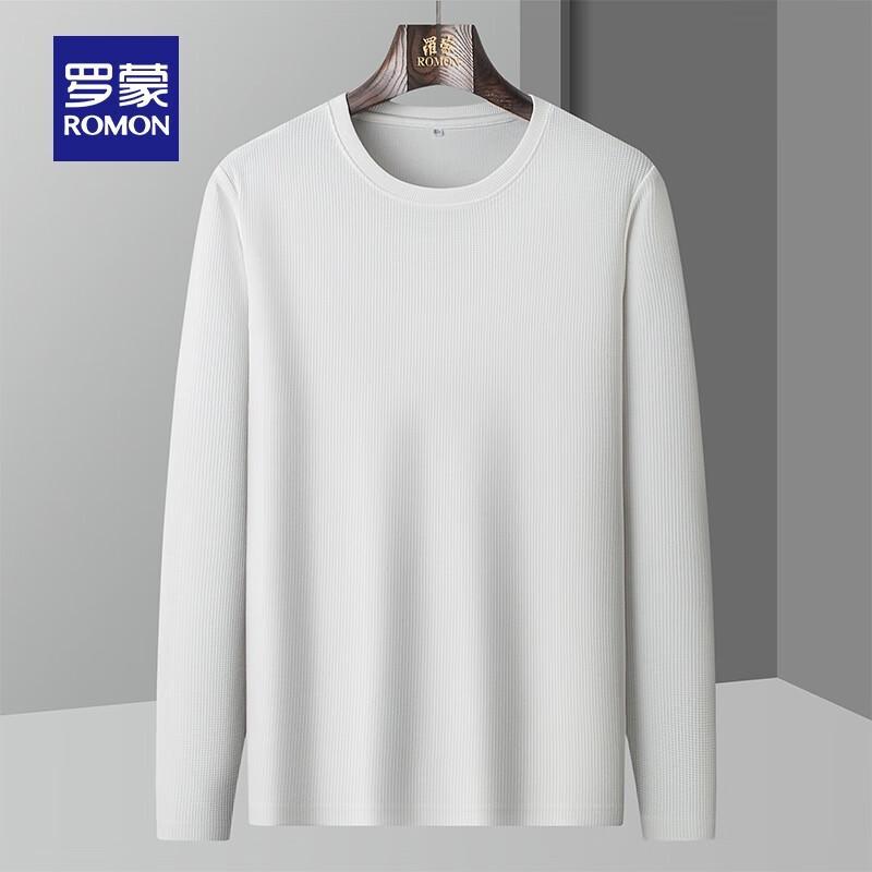 Romon Men s Silk Blend Waffle Knit Crew Neck Shirt 175