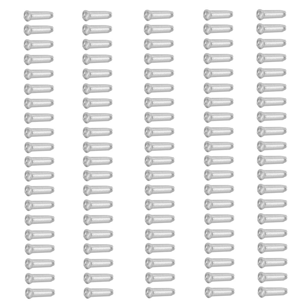 Brake Cable End Cap Aluminum Crimp Tips Universal for Bicycle Brake Gear Cables Bike Cable Arrangement 100 Pieces