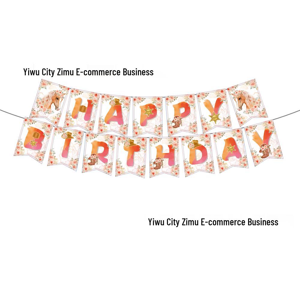 Horse Racing Birthday Party Décor Set - Cartoon Backdrop, Balloons, Cake Toppers