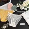 Ladies Spring and Summer Lace Lace Low Waist Hollow Sexy Pure Cotton Crotch Triangle Briefs