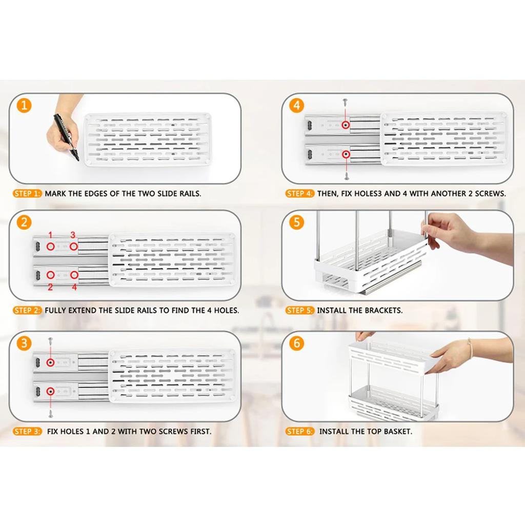 2 Tier Seasoning Bottle Sliding Storage Rack Cabinet Multipurpose Drawer Organizer Shelf Plastic Kitchenware Spice Rack