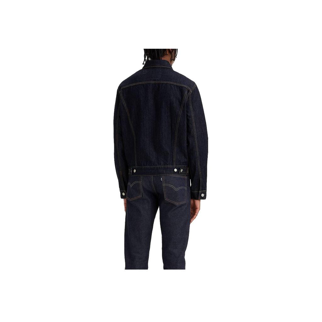 Levis Solid Color Square Neck Single Breasted Long Sleeve Jacket Men jackets Dark-Blue A5883-0000