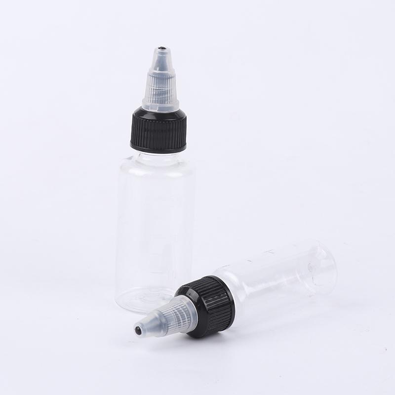 10/20/30/50/100 ml Tom Flaska för Hårfärg Vridkork Återfyllningsbar Pressbehållare med Graderad Skala för Tatueringspigmentfärg