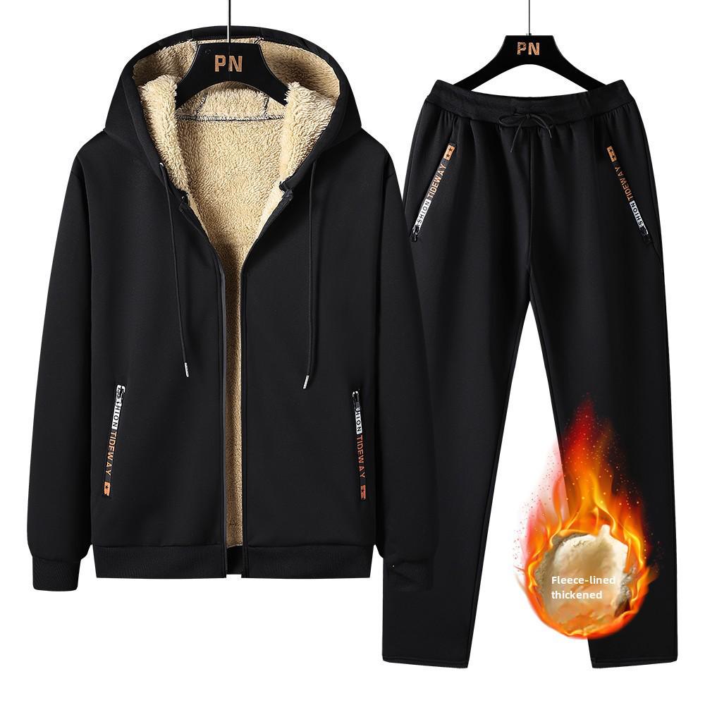 

Мужской модный зимний костюм из бархатной овчины, куртка и брюки 3XL