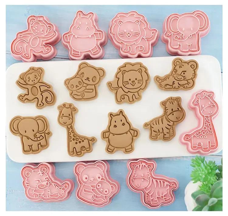 8pcs Set Cartoon Animal Cookie Molds-DIY Cake Printing Stencils Biscuit Press Stamp Embosser Figure Tools for Baking Enthusiasts