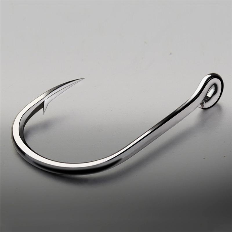 FTK High Carbon Steel Single Fishing Hook, Barbed Sharp Point, Strong Tensile Resistance for Saltwater 100Pcs