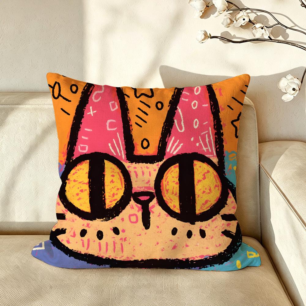 Art SStyle BBlack and White Cat Cushion Cover Pillow Case Antidustmite Pillowcase Silky Short Plush Sofa Cushion Cover hot