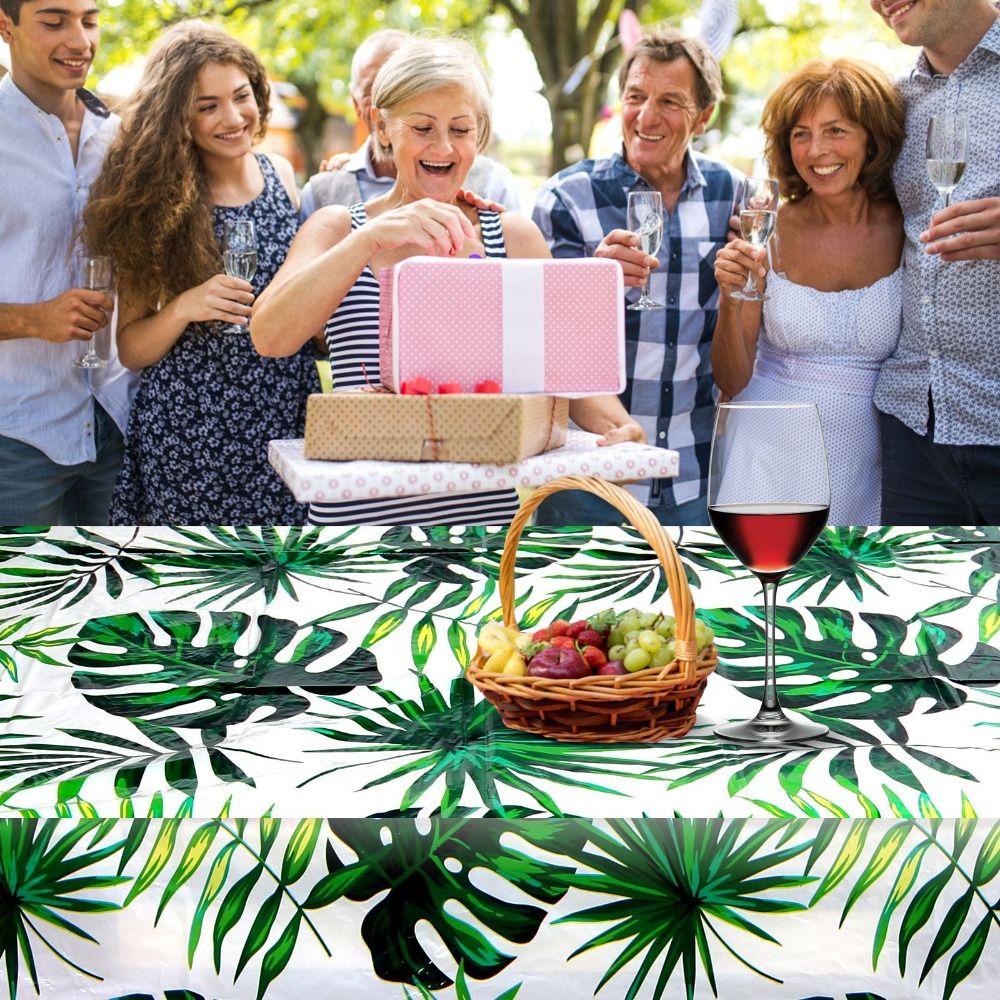Plastic Tablecover Disposable Table Decorative Cloth Palm Leaves Tablecloth Birthday/weeding Party
