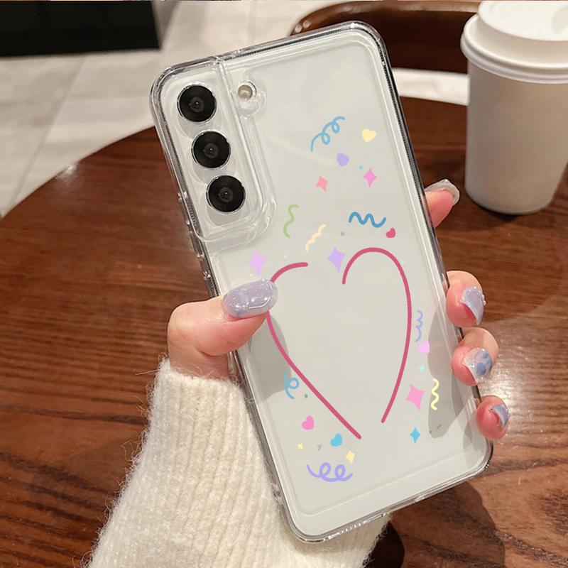 Silky Love Hearts Case For Samsung Galaxy S26 Ultra S25 FE S24 S23 S22 A54 A15 A35 A55 A16 A36 A56 A17 A37 A57 5G Soft Cover