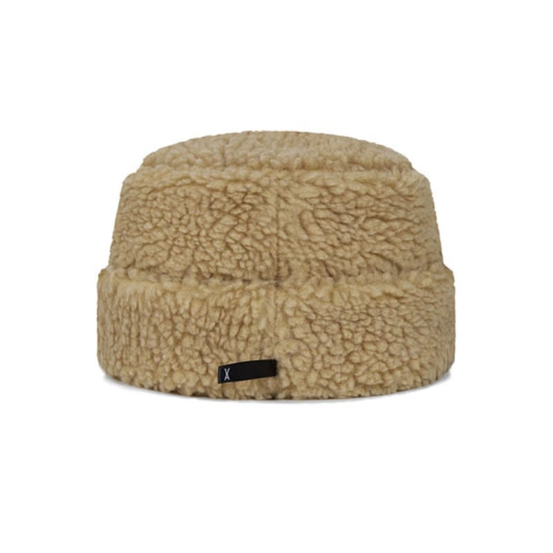 VARZAR VA Long Label Fleece Mongolian Bucket Hat Beige