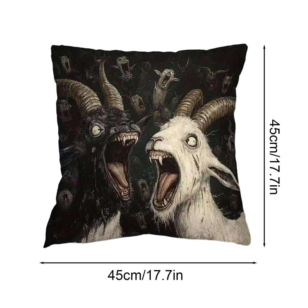 Goat Pillow Cover 45x45cm Scream Goat Hilarious Animal Crazy Face Decorative Short Plush Cushion Cover For Home Couch Sofa